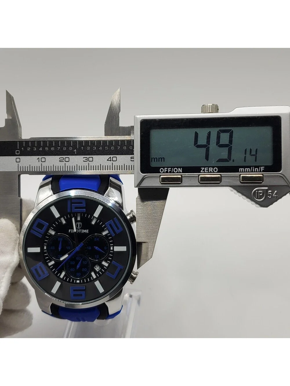 FindTime Blue/Black Chronograph Mens Watch  49mm New Battery